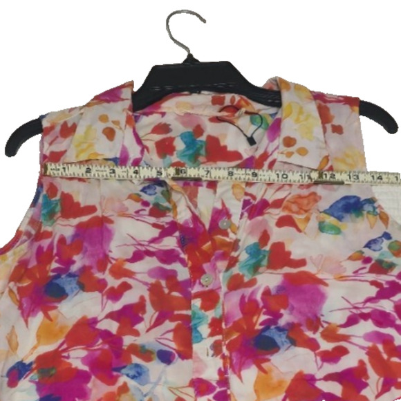 Soft Surroundings Womens Colorful M Button Down Light Sleeveless Summer Tunic - Picture 4 of 5